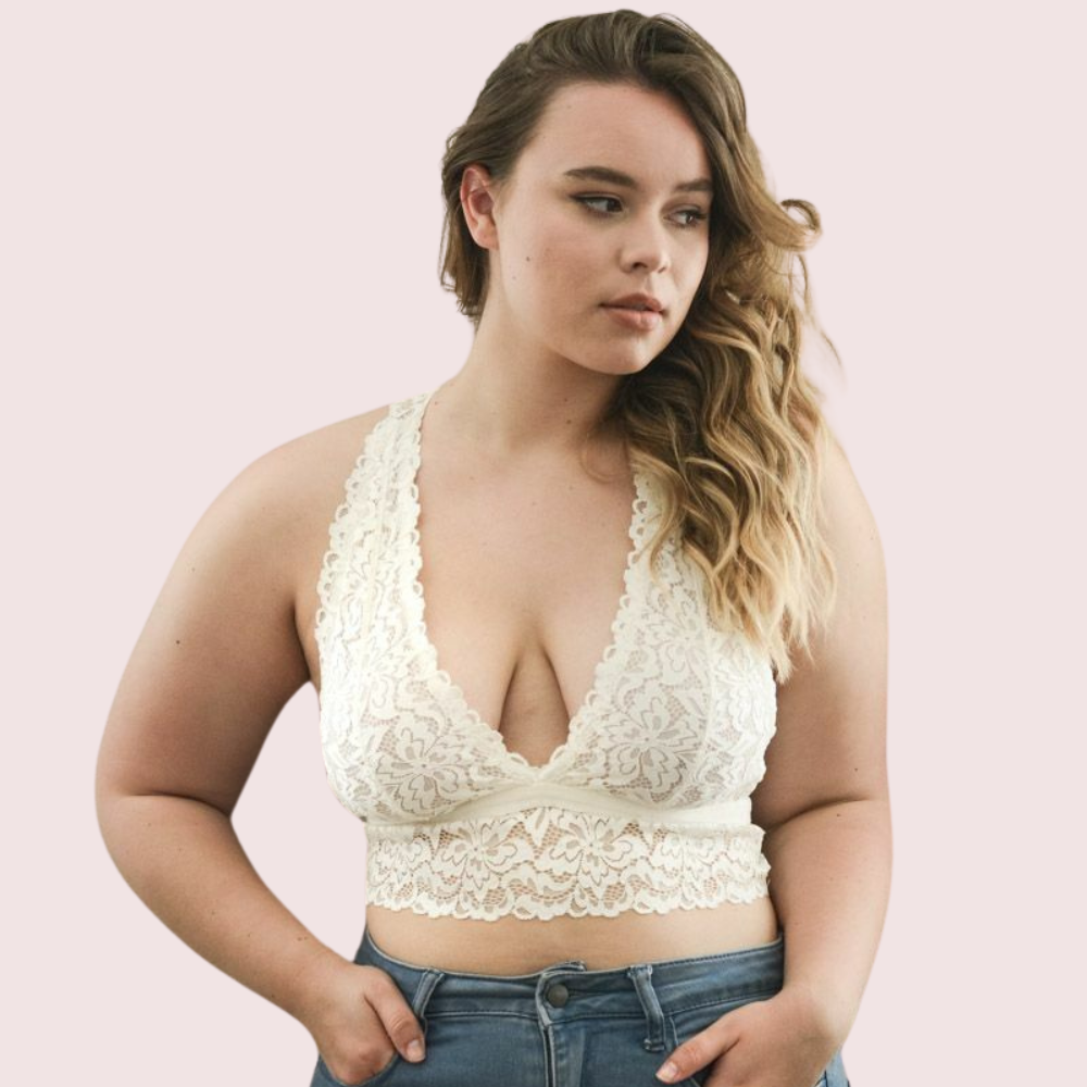 Graceful & Sexy Plus Size White Lace Bralette