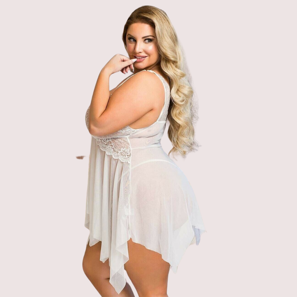 Douce Passion White Lace Trim Babydoll Snazzyway