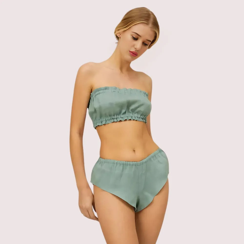 Linen Luxe Ruffle Bandeau & Knickers Set β 2 Pack Snazzyway
