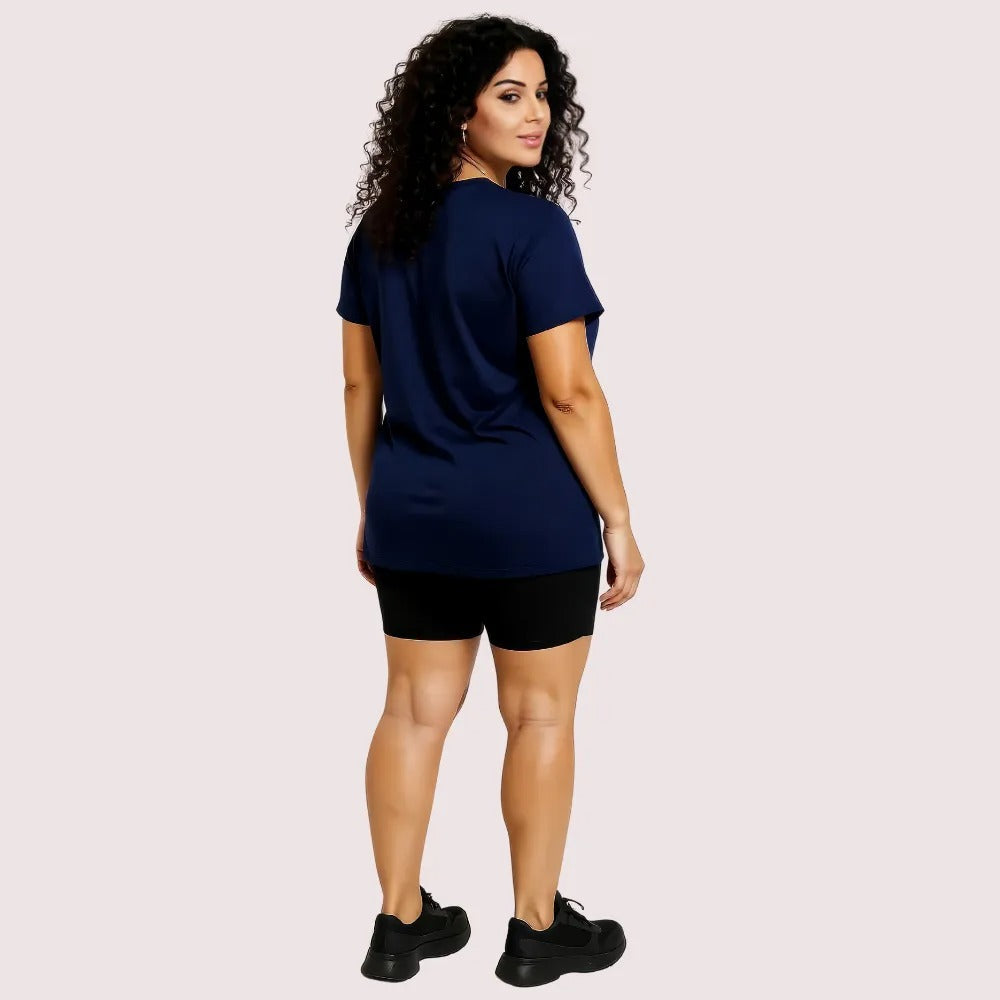 Navy Blue "LOVE" Graphic Casual Tee Snazzyway