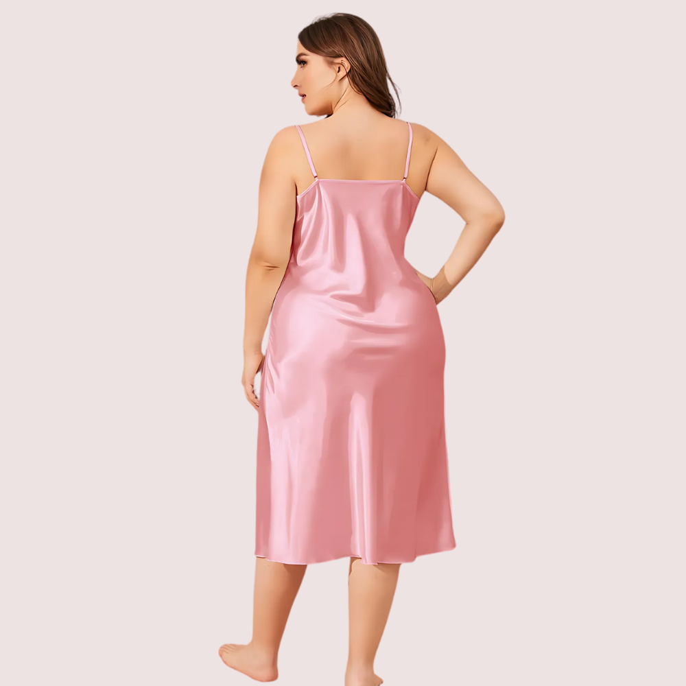 Plus Size Solid Satin Slip Dress (4XLβ5XL) Snazzyway