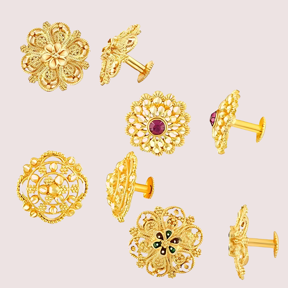 Traditional Gold Finish Earrings Set – Pack of 4 for Women Snazzyway