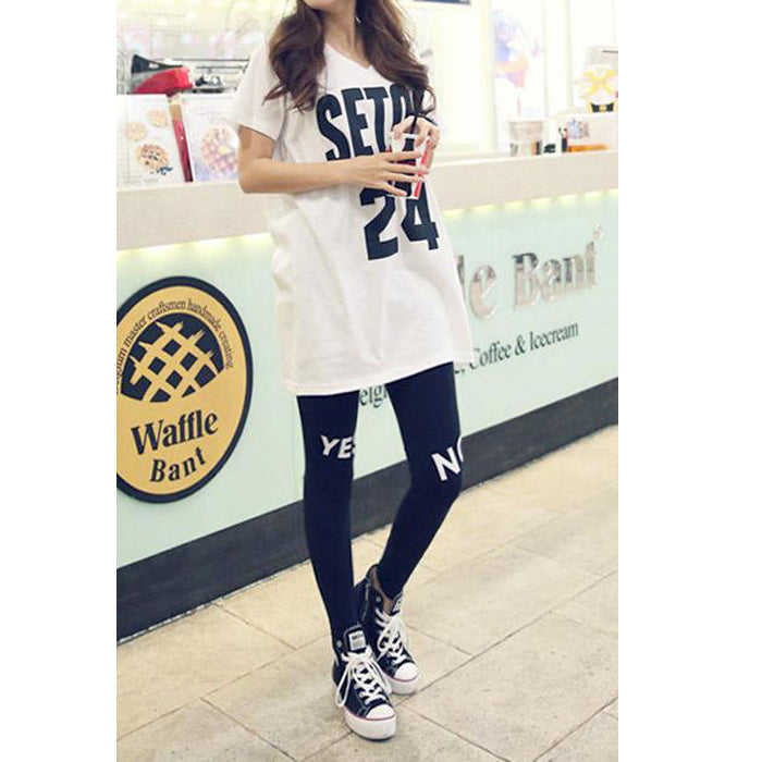 Womens celebrity yes or no printed legging Snazzyway