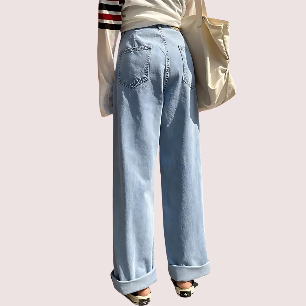 Women's Stylish High Waist Wide Leg Straight Jeans Snazzyway