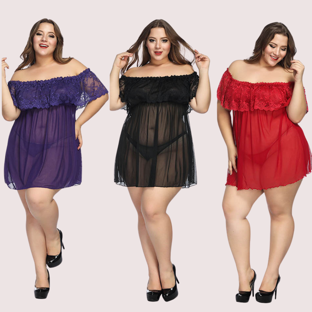 Sexy Plus Size Lace Babydoll Dress Snazzyway