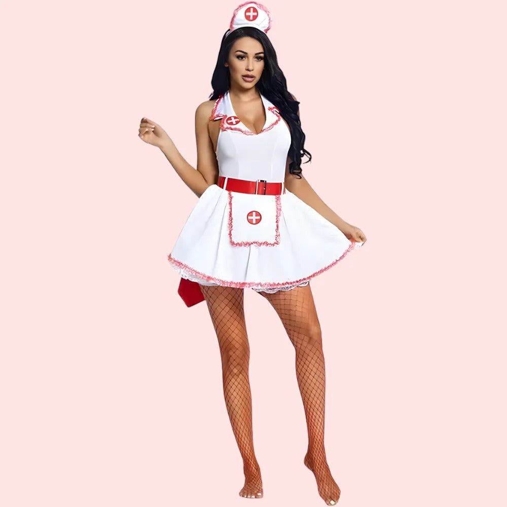 French Daina Nurse Role-Play Costume with Luxury Lace Panty