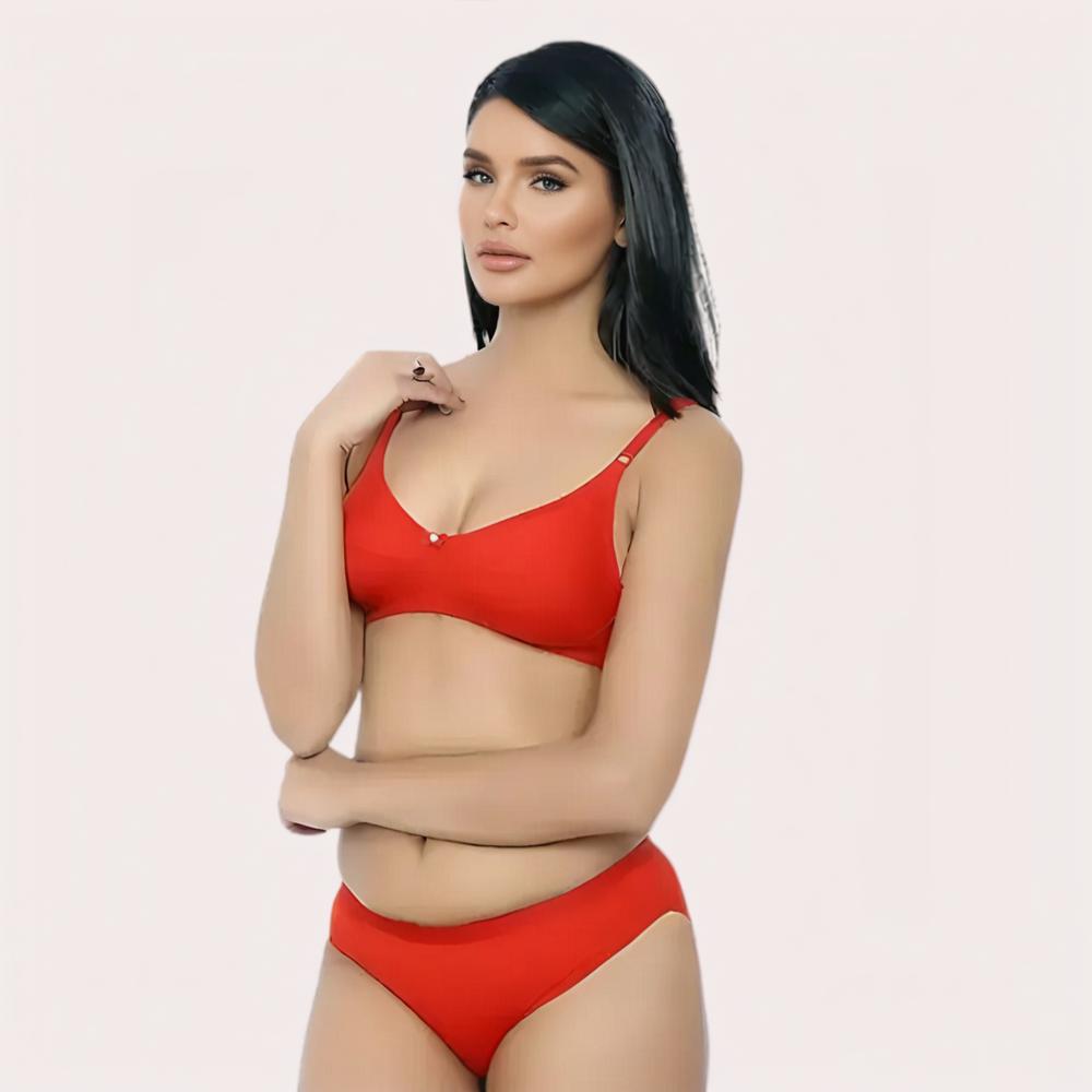 FD Organic Cotton Bra Set – Red | Soft, Skin-Friendly & All-Day Comfort