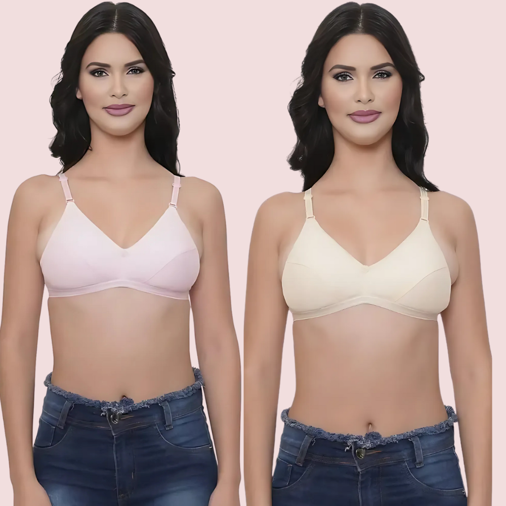 Breezy Comfort 2-Pack Cotton Summer Bra – Assorted Colors Snazzyway