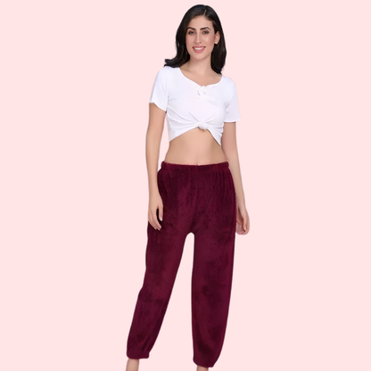 Solid Warm Wool Ladies Pajama (Pack of 2)