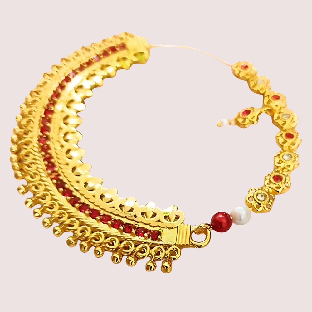Elegant Gold-Plated Garhwali Nath – Big Size Tradition Snazzyway