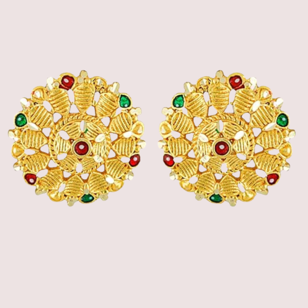 Pack of 2 Gold Finish Traditional Earrings Set for Women Snazzyway