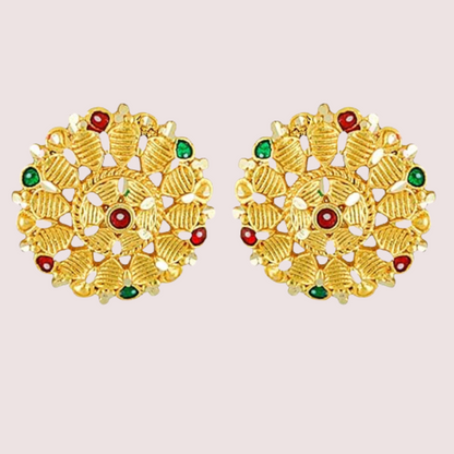 Pack of 2 Gold Finish Traditional Earrings Set for Women Snazzyway