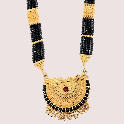 Uttarakhandi Black Beaded Mangalsutra with Stones Snazzyway