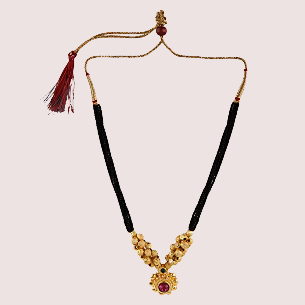 Traditional Gold Plated Thushi Mangalsutra Pendant Necklace Snazzyway