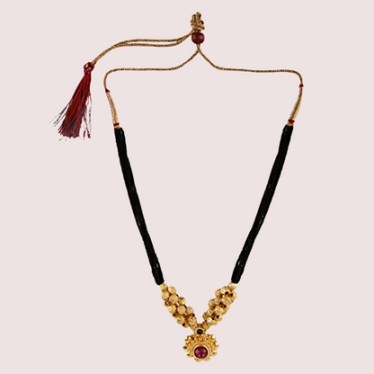 Traditional Gold Plated Thushi Mangalsutra Pendant Necklace Snazzyway
