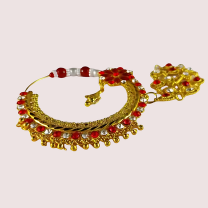 Luxurious Bridal Nose Ring with Elegant Pearls Snazzyway