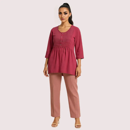 Rosewood Pintuck Pleated Cotton Top Snazzyway