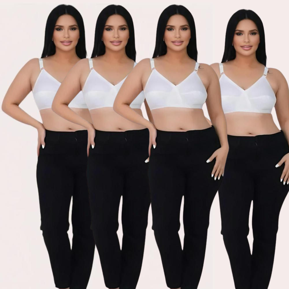 PureBreeze 4-Pack – White Cotton Bras for Summers Snazzyway
