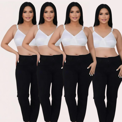 PureBreeze 4-Pack – White Cotton Bras for Summers Snazzyway