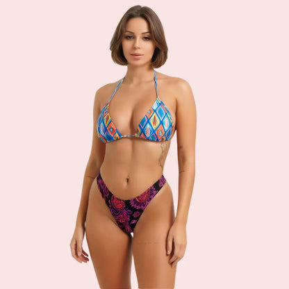 Vibrant High-Leg Floral & Paisley Cheeky Swim Bottom (Bottom Only) Snazzyway