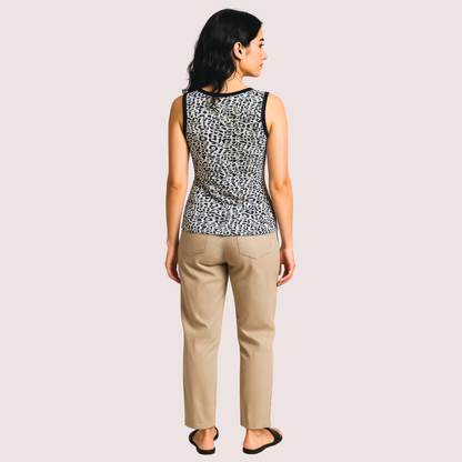 Monochrome Leopard Print Tank Top Snazzyway