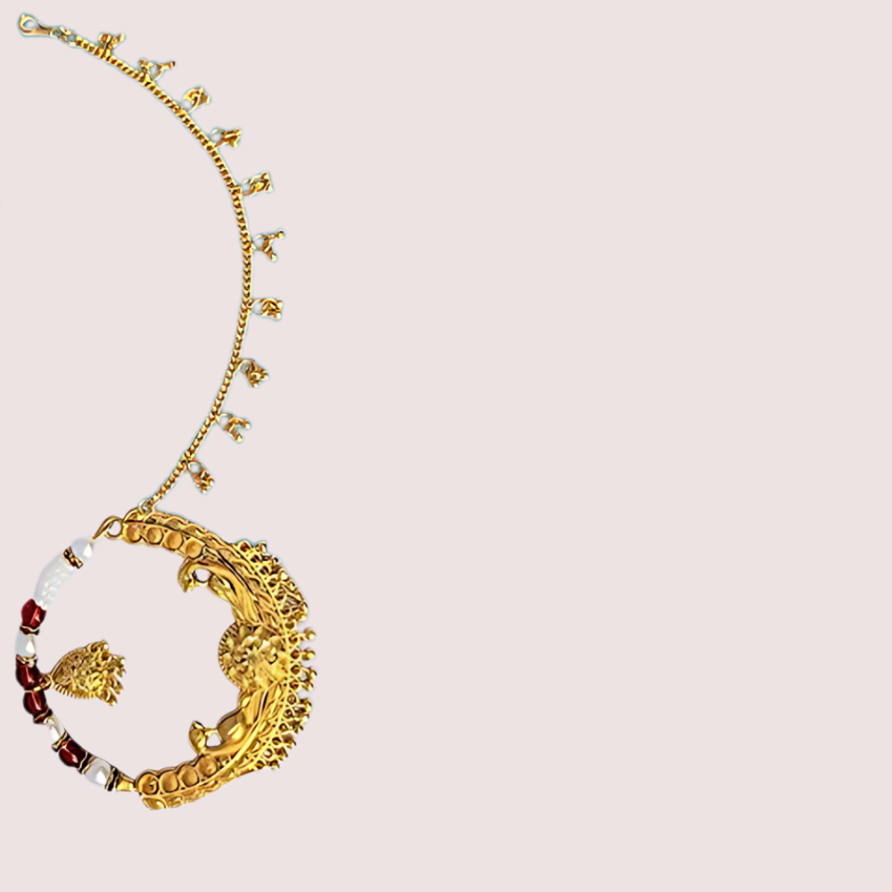 Kumauni Gold-Plated Guluband & Nath Jewellery Set Snazzyway