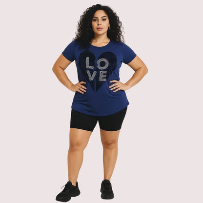 Navy Blue "LOVE" Graphic Casual Tee Snazzyway