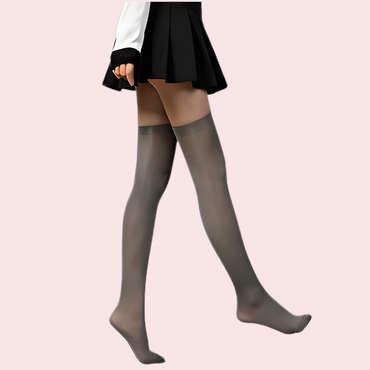 Premium Thigh-High Sheer Stockings – Pack of 2 (Grey & Nude Combo)