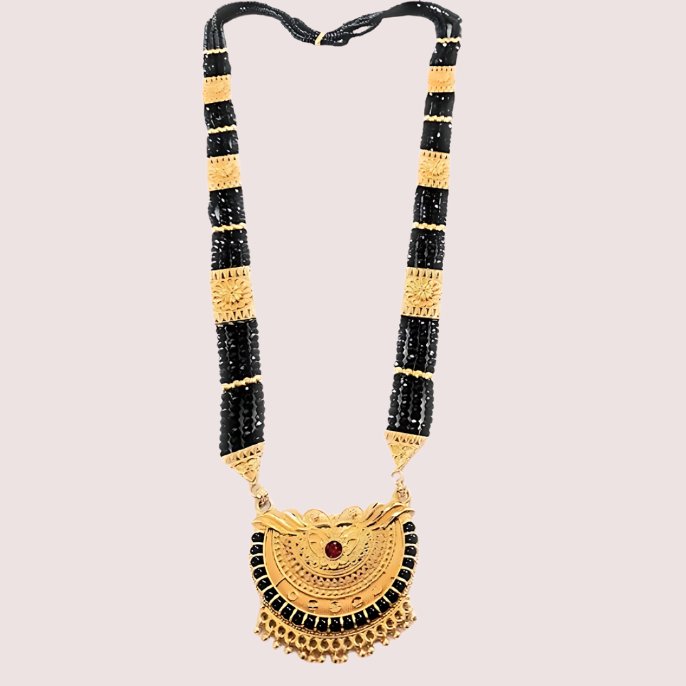 Uttarakhandi Black Beaded Mangalsutra with Stones Snazzyway