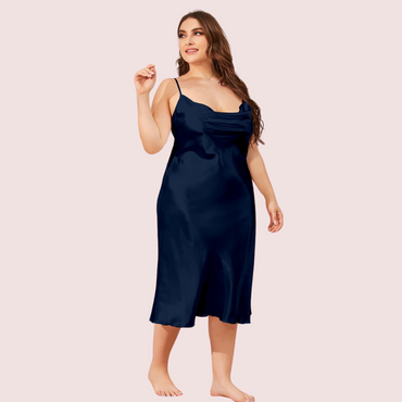 Glamour Satin Cowl Dress – Plus Size