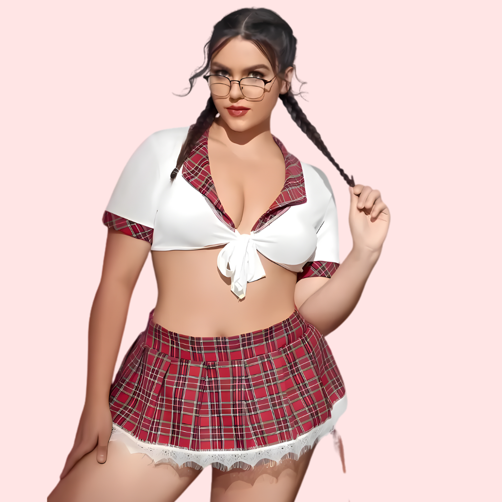 French Daina Schoolgirl Sweetheart Roleplay Costume with Luxury Panty Gift