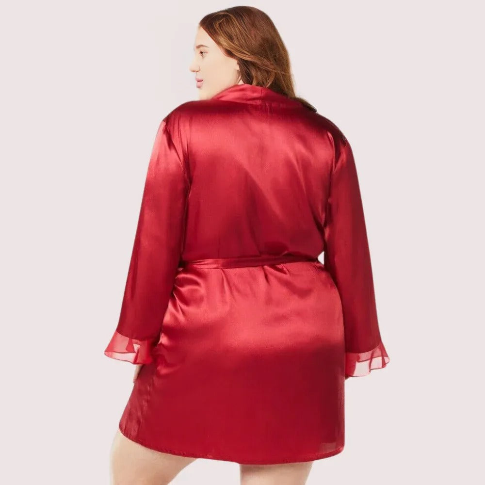 Maroon Serenity Japanese Silk Robe (5XL–6XL)