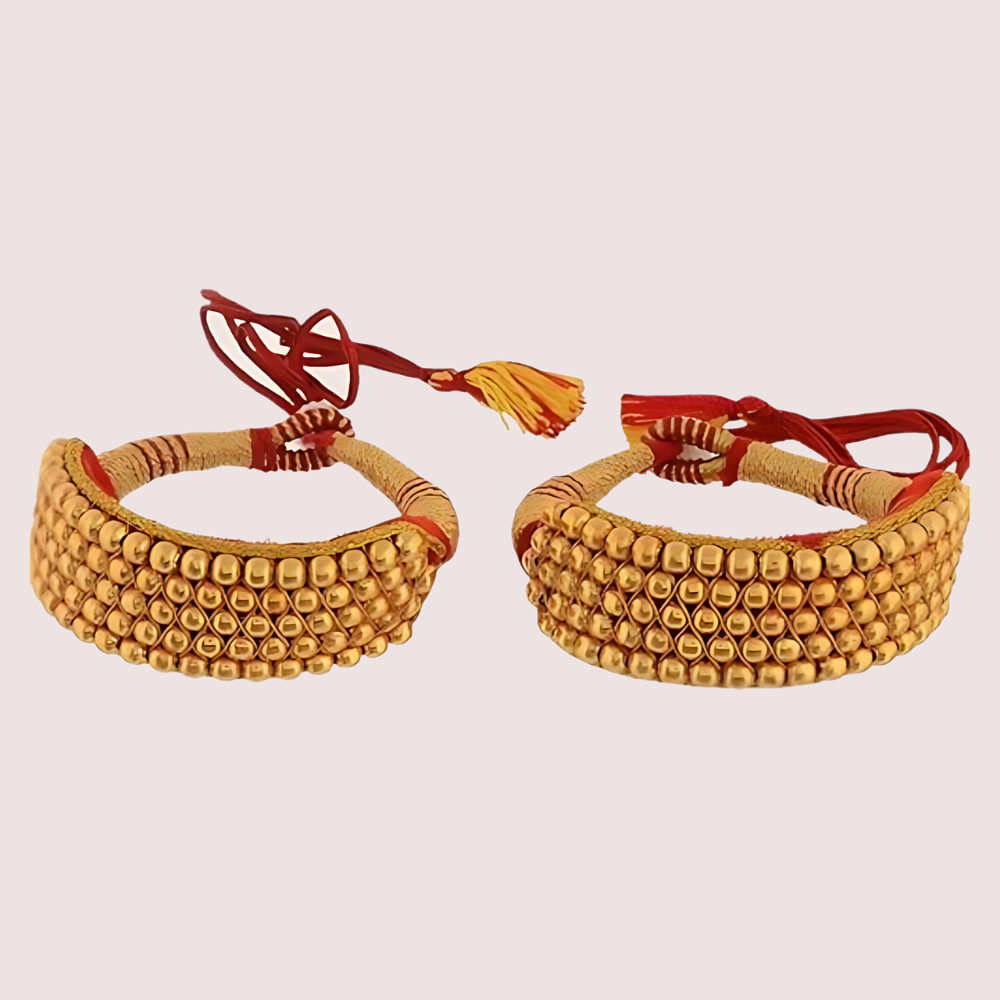 Gold Plated Kumauni Necklace with Pochi Set Snazzyway