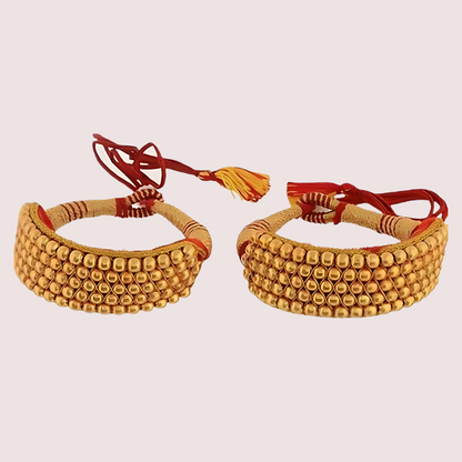 Gold Plated Kumauni Necklace with Pochi Set Snazzyway