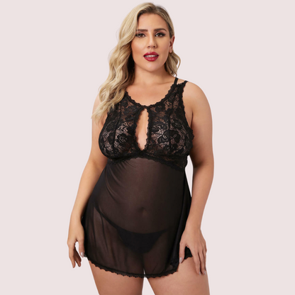 Twilight Temptation Sheer Lace Babydoll – Plus Size