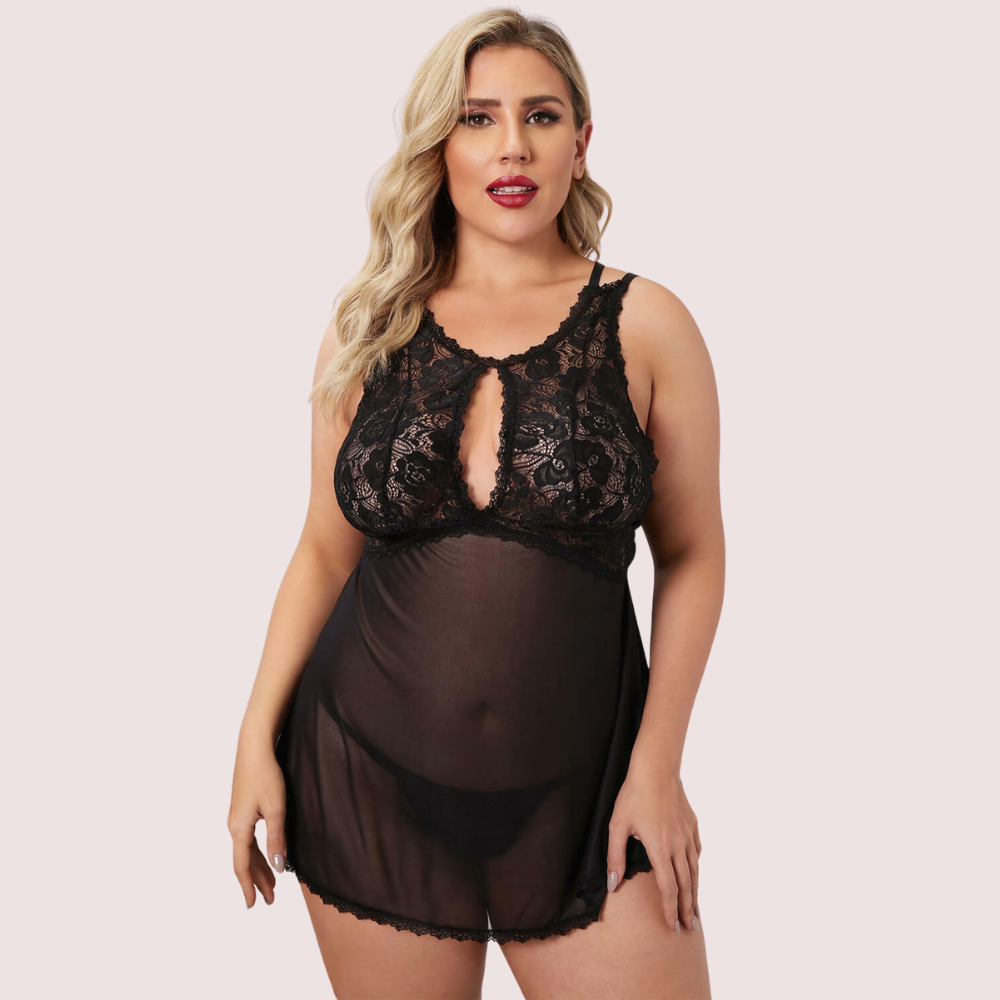 Twilight Temptation Sheer Lace Babydoll – Plus Size