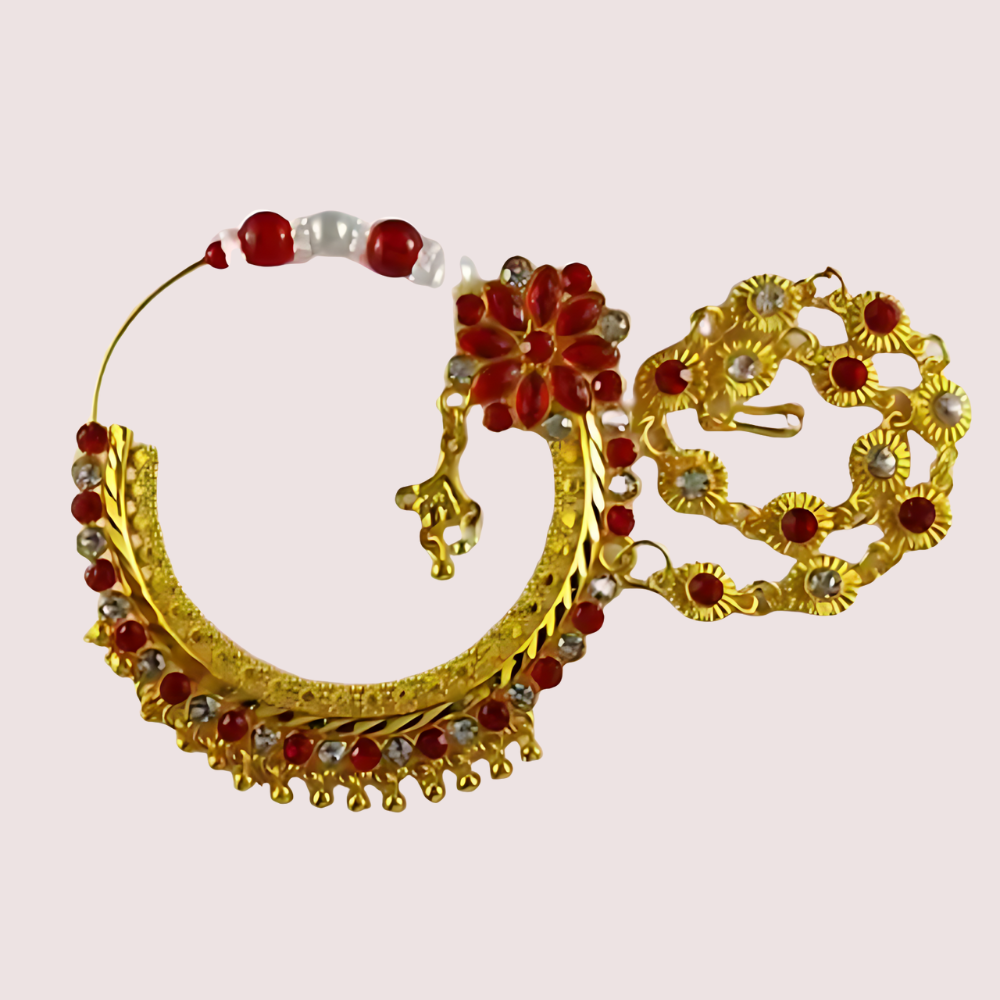 Luxurious Bridal Nose Ring with Elegant Pearls Snazzyway