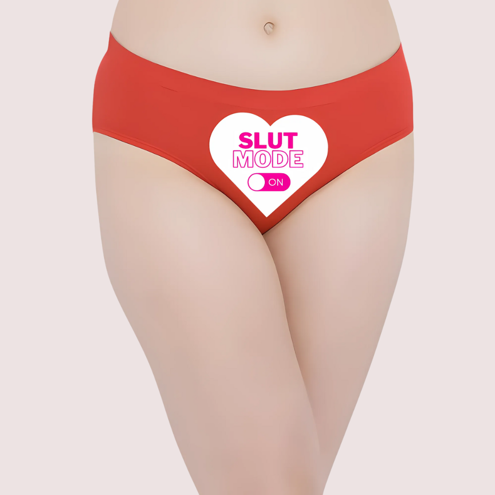 Heart-themed ‘Slut Mode On’ text Custom Panty