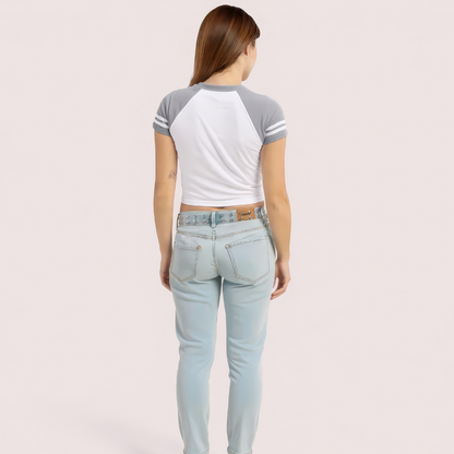 Women's Brooklyn '76 Graphic Crop Top – Sporty V-Neck Tee Snazzyway