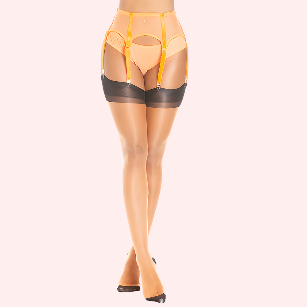 Sheer Thigh-High Stockings Pack of 2 – Ultra-Smooth, (Black & Nude Combo)