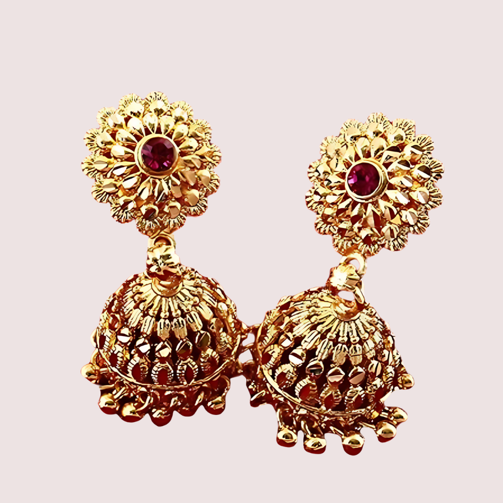 Traditional yet Stylish Ruby Jhumkas Earrings Snazzyway