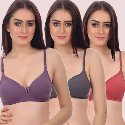 Soft & Cozy Cotton Bra-Pk Of 3