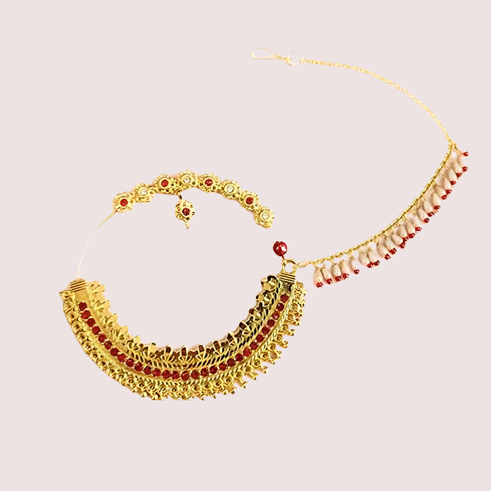 Elegant Gold-Plated Garhwali Nath – Big Size Tradition Snazzyway