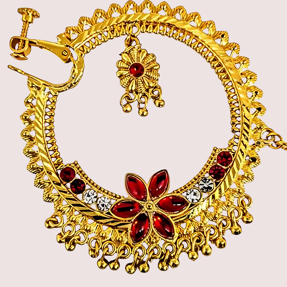 Uttarakhandi Gold Plated Round Nath Snazzyway